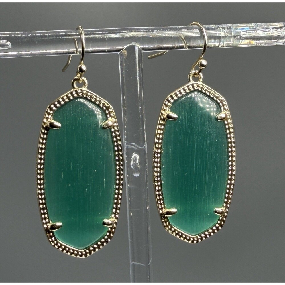 Kendra Scott Elle Drop Earrings Green 14K Gold Plated